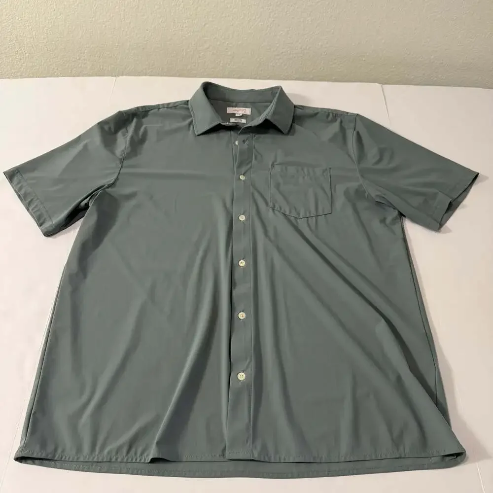 Greg Norman‎ Collection Men's Short Sleeve Tech Button Down Shirt Size L